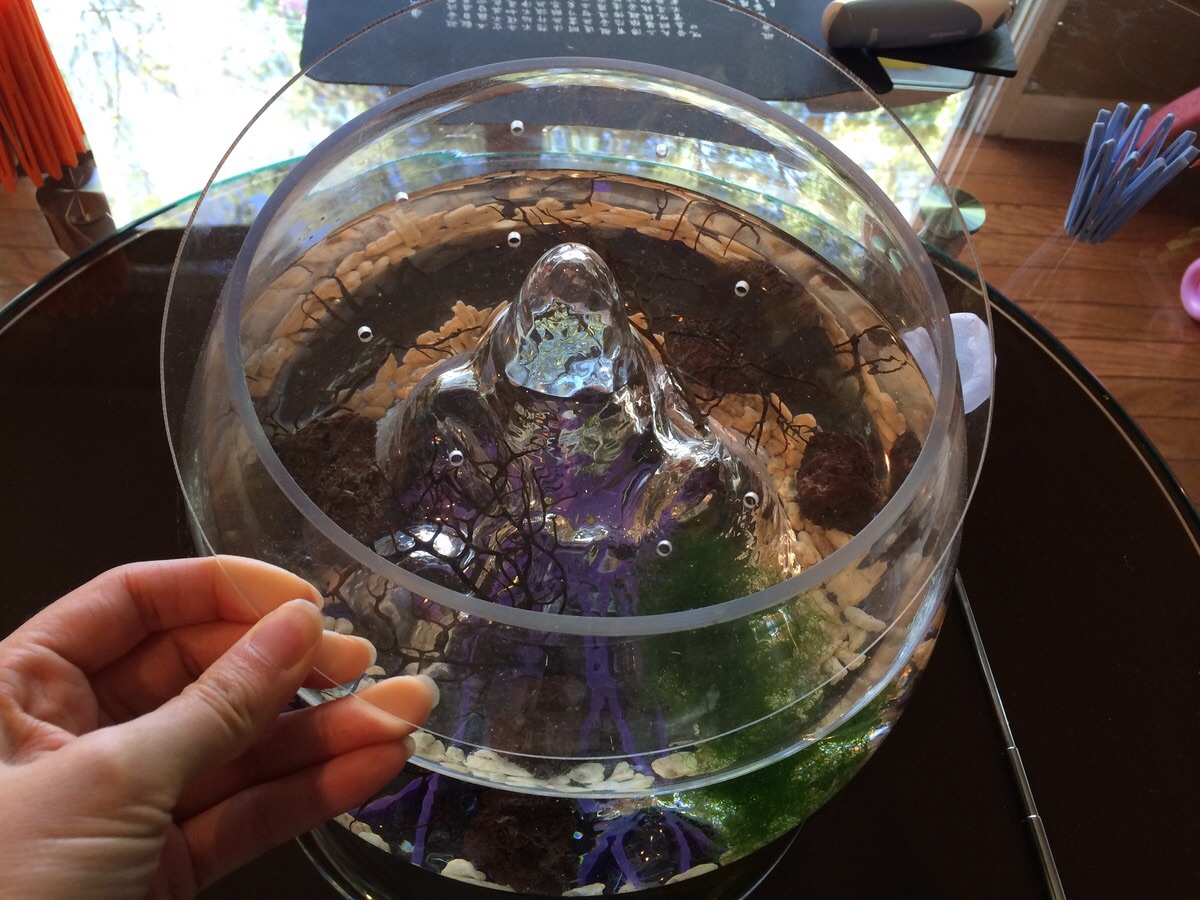 This is an semi-custom acrylic dust cover I ordered from my local plastics store. Dust drives me nuts.